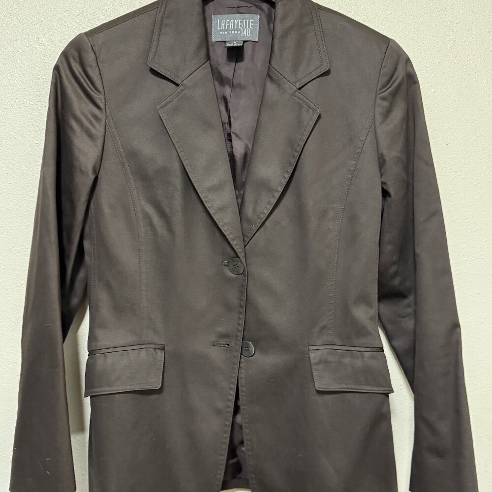 Lafayette 148 dark brown jacket, cotton, size 4, excellent condition